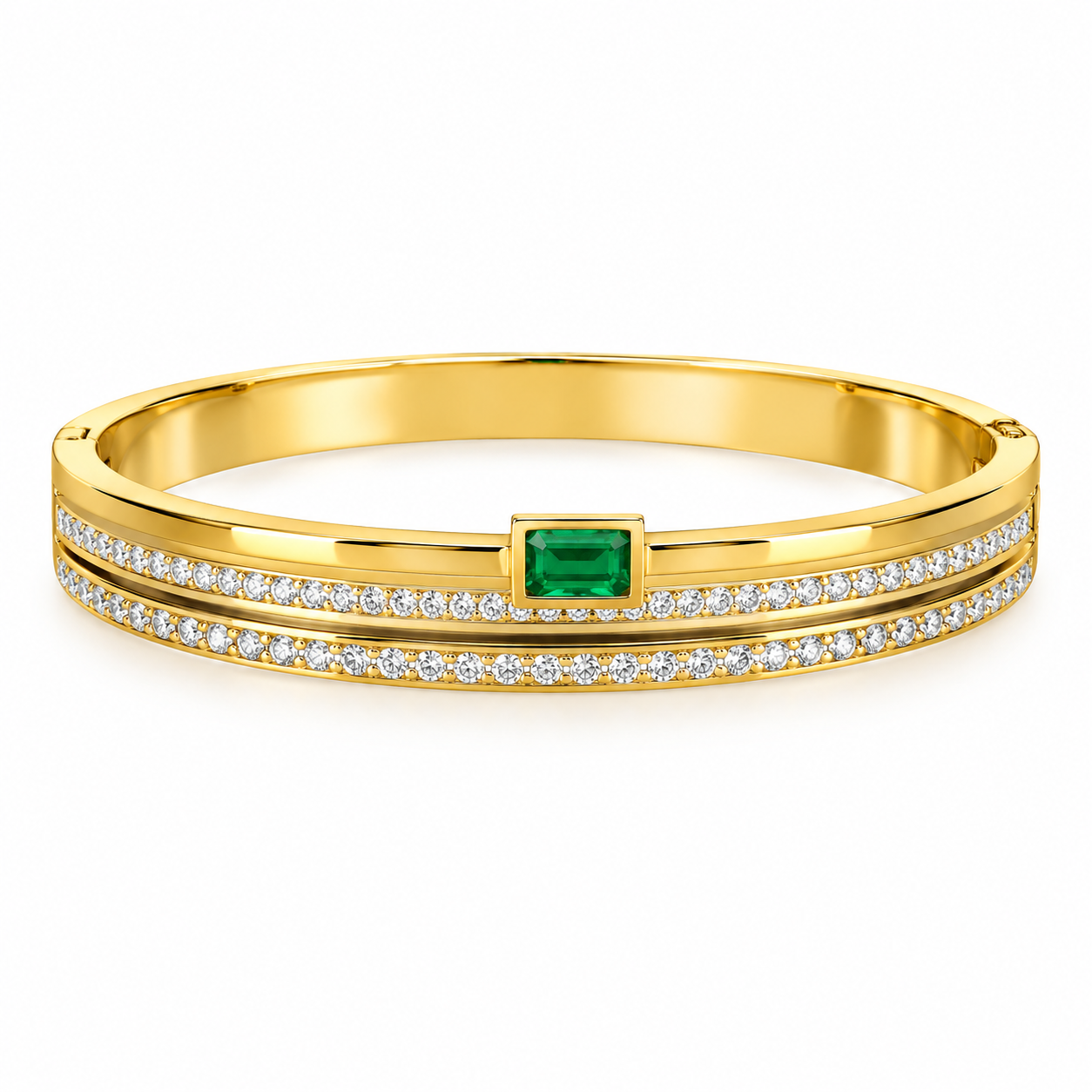 Iniya Jewels Waterproof 18K Gold-Plated Demi-Fine Green Stone & White Cubic Zirconia Studded Anti Tarnish Bracelet | High Grade Stainless Steel Gold Bracelet for daily use and Office wear | Gold